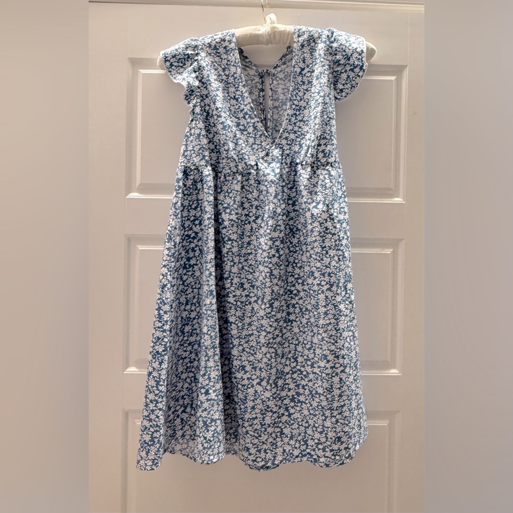 SHEIN Blue and White Floral Dress, sz lg
